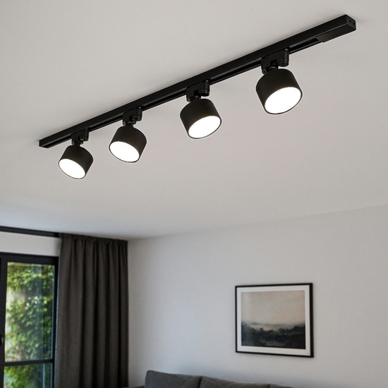 Sistema binario trifase 100cm nero con faretti gx53 orientabili