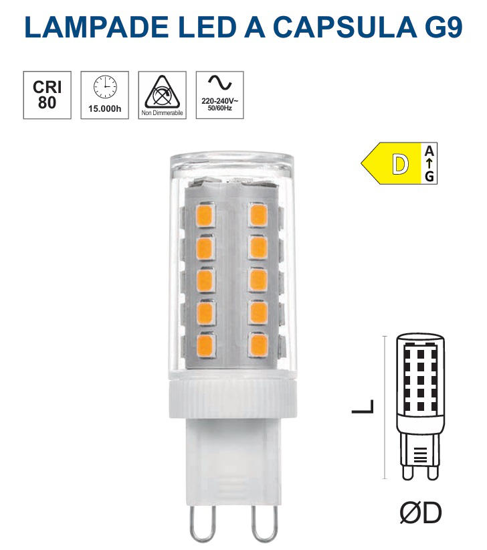 Life lampadina led g9 4.8w 3000k 650lm ottica 300 