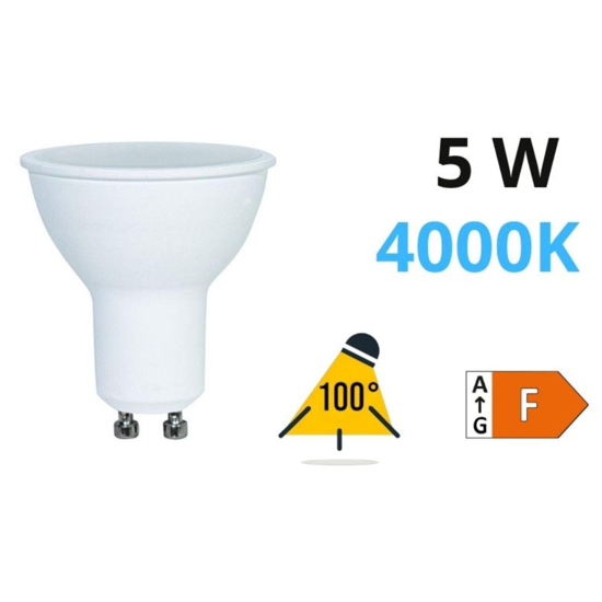 Lampadina led gu10 5w 4000k 440lm ottica 100 life