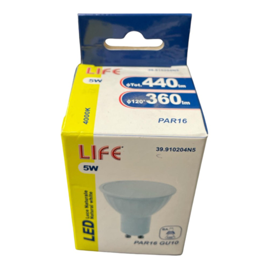 Lampadina led gu10 5w 4000k 440lm ottica 100 life