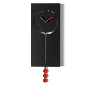 Orologio a pendolo da parete moderno nero e rosso