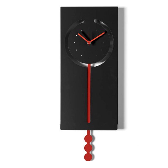 Orologio a pendolo da parete moderno nero e rosso