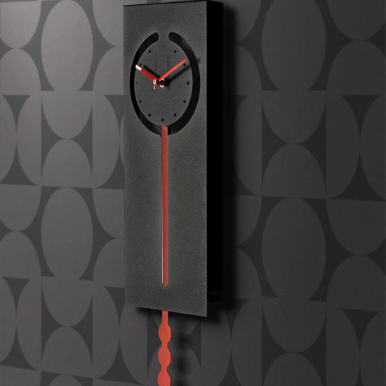 Orologio a pendolo da parete moderno nero e rosso