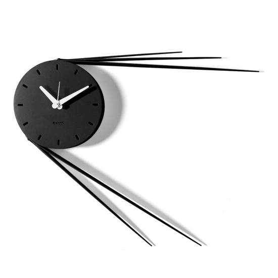 Orologio nero da muro moderno rotondo design linee