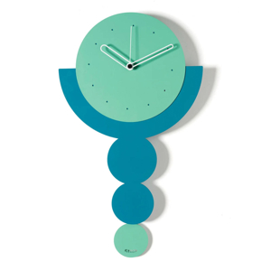 Visualizza i dettagli per Orologio da parete con pendolo verde e blu design cerchi Orologio da parete con pendolo verde e blu design cerchi