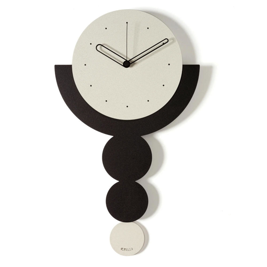 Orologio da parete moderno con pendolo avorio e nero