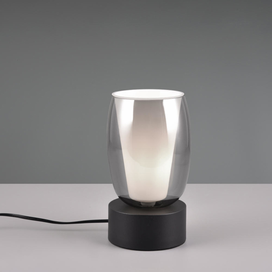Lampada da tavolo moderna nera vetro fume