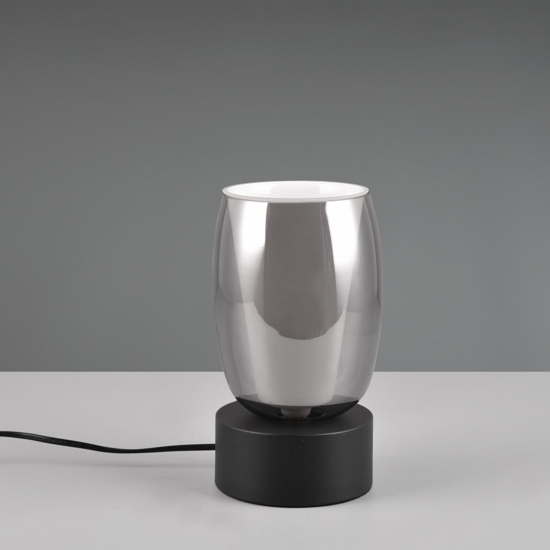 Lampada da tavolo moderna nera vetro fume