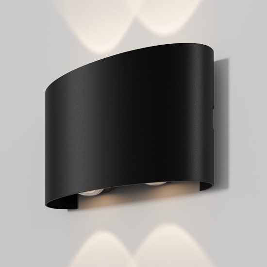 Maytoni strato applique da esterno led 4w 3000k ip54 nero moderno