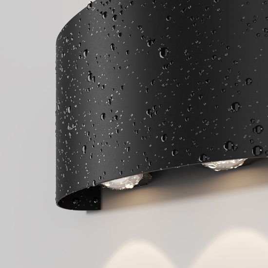 Maytoni strato applique da esterno led 4w 3000k ip54 nero moderno