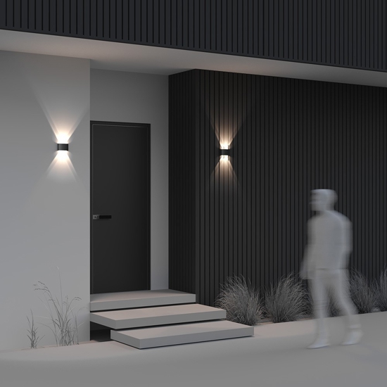 Maytoni strato applique da esterno led 4w 3000k ip54 nero moderno