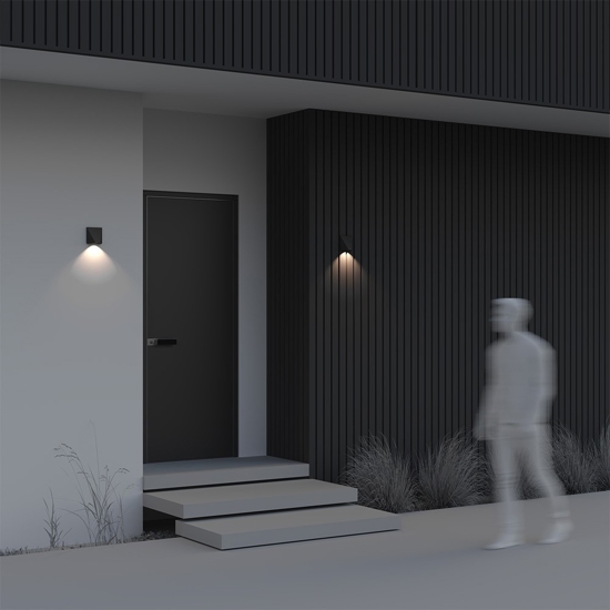 Maytoni beekman applique da esterno led 3000k ip54 nero moderno