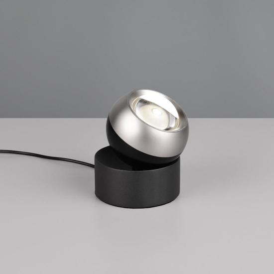Lampada da tavolo orientabile moderna nichel e nera led 5w cct dimmerabile