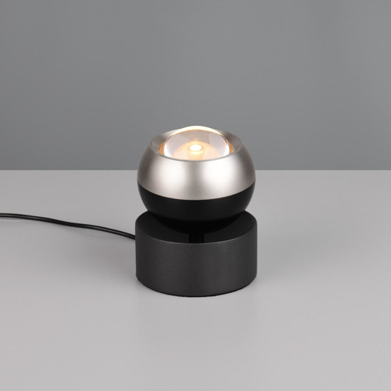 Lampada da tavolo orientabile moderna nichel e nera led 5w cct dimmerabile