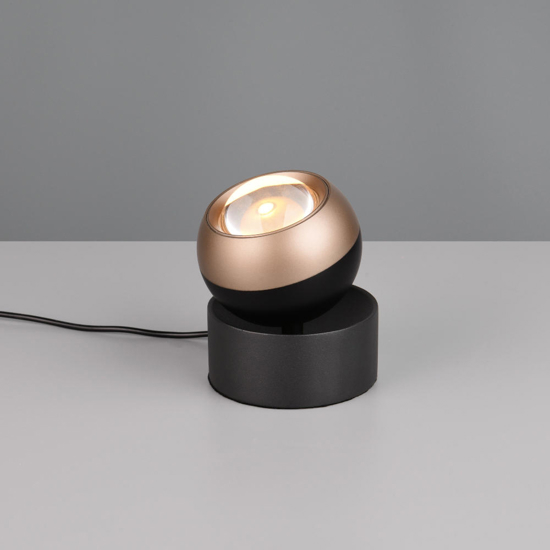 Lampada da tavolo moderna nera e caffe orientabile led 5w cct dimmerabile