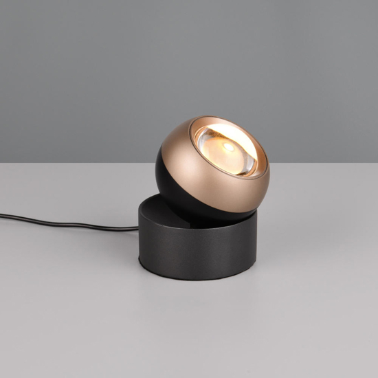 Lampada da tavolo moderna nera e caffe orientabile led 5w cct dimmerabile