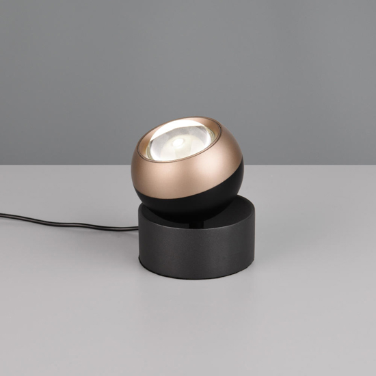 Lampada da tavolo moderna nera e caffe orientabile led 5w cct dimmerabile