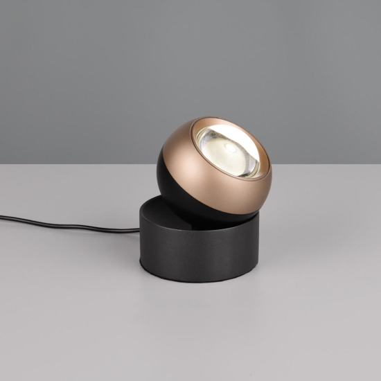 Lampada da tavolo moderna nera e caffe orientabile led 5w cct dimmerabile