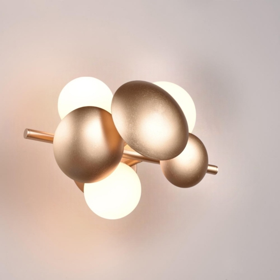 Applique oro da parete design moderna sfere vetro bianco