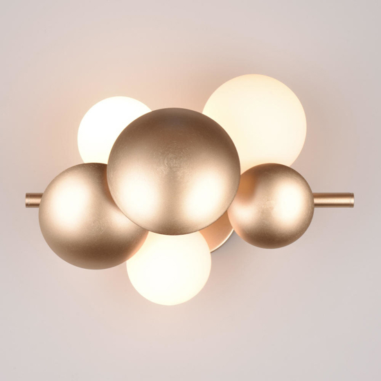 Applique oro da parete design moderna sfere vetro bianco