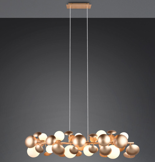 Lampadario per tavolo cucina moderna oro sfere vetro bianco