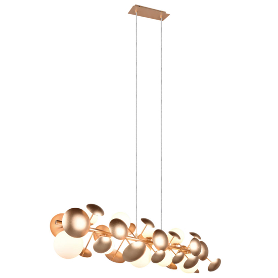 Lampadario per tavolo cucina moderna oro sfere vetro bianco