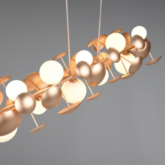 Lampadario per tavolo cucina moderna oro sfere vetro bianco