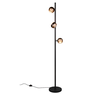 Piantana moderna tre luci orientabili nera e caffe led 24w cct dimmerabile