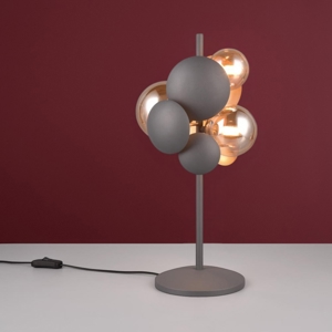 Lampada da tavolo antracite design moderno sfere vetro ambra