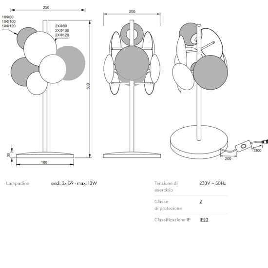 Lampada da tavolo antracite design moderno sfere vetro ambra