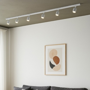 Sistema binario 200cm bianco monofase con 6 spot orientabili