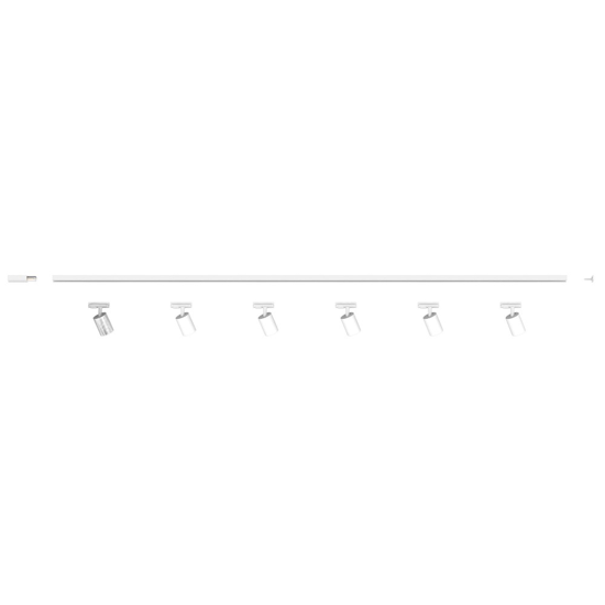 Sistema binario 200cm bianco monofase con 6 spot orientabili