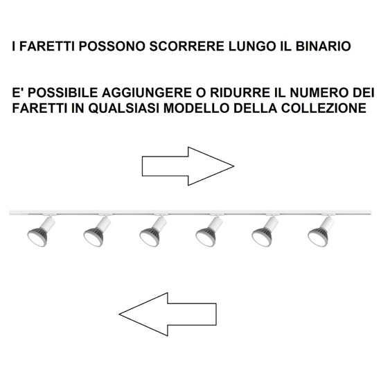 Sistema binario 200cm bianco monofase con 6 spot orientabili