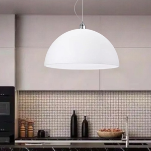Lampadario da cucina cupola 40cm di vetro bianco