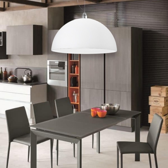 Lampadario da cucina cupola 40cm di vetro bianco