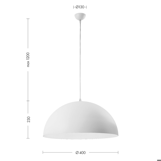 Lampadario da cucina cupola 40cm di vetro bianco