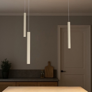 Lampadario tre luci toplight cilindri metallo sabbia per isola cucina