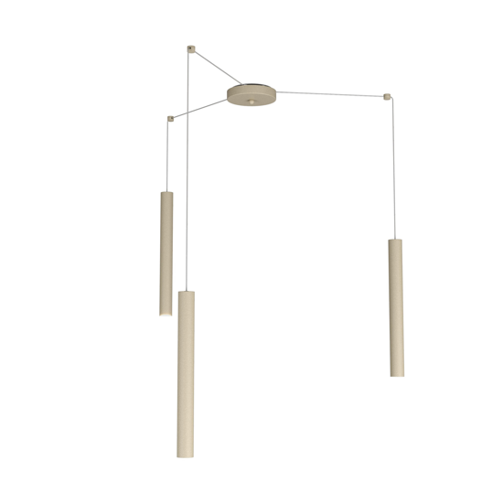 Lampadario tre luci toplight cilindri metallo sabbia per isola cucina