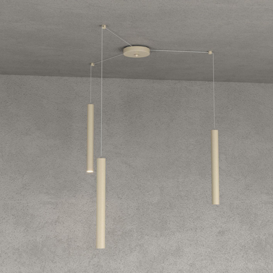 Lampadario tre luci toplight cilindri metallo sabbia per isola cucina