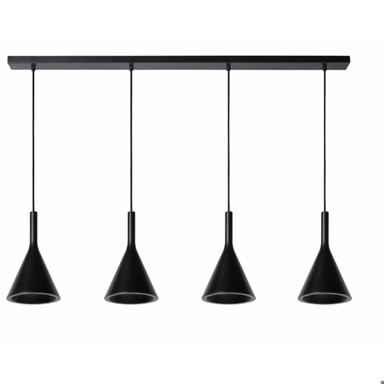 Lampadario di ceramica 4 luci nera per tavolo cucina