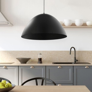Lampadario cupola metallo nera 50cm per tavolo cucina