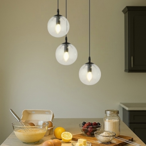 Lampadario moderno sfere vetri trasparenti fp