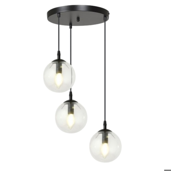 Lampadario moderno sfere vetri trasparenti fp