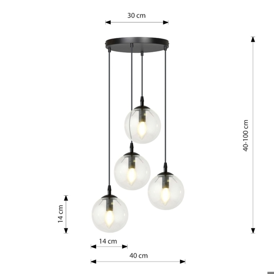 Lampadario moderno sfere vetri trasparenti fp