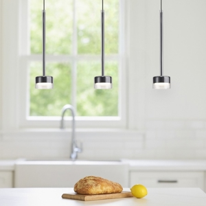 Lampadario per tavolo da cucina nero vetri trasparenti