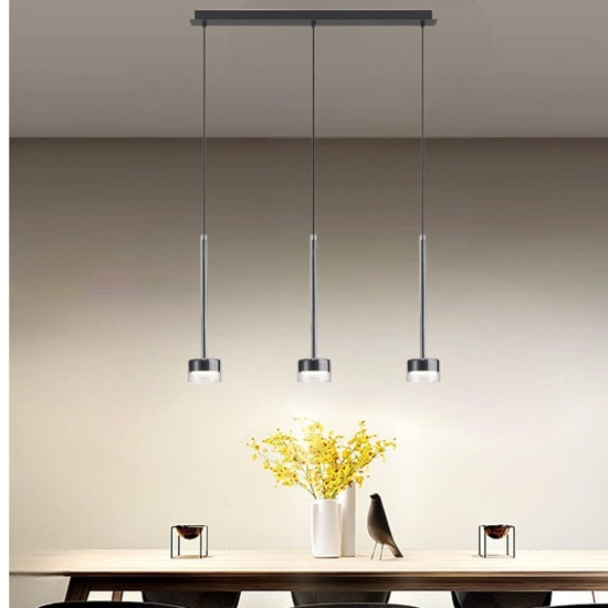 Lampadario per tavolo da cucina nero vetri trasparenti