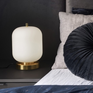 Abat-jour da comodino oro vetro bianco per camera da letto