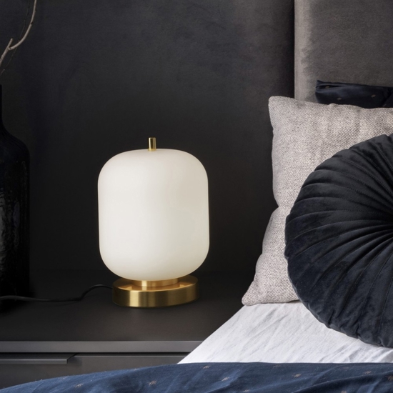 Abat-jour da comodino oro vetro bianco per camera da letto
