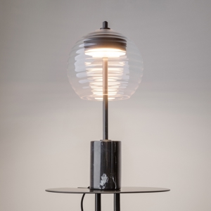 Maytoni mystic lampada da tavolo moderna nera paralume sferico