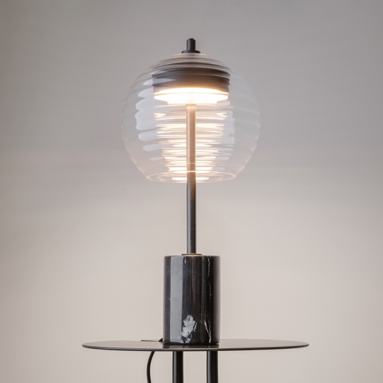 Maytoni mystic lampada da tavolo moderna nera paralume sferico